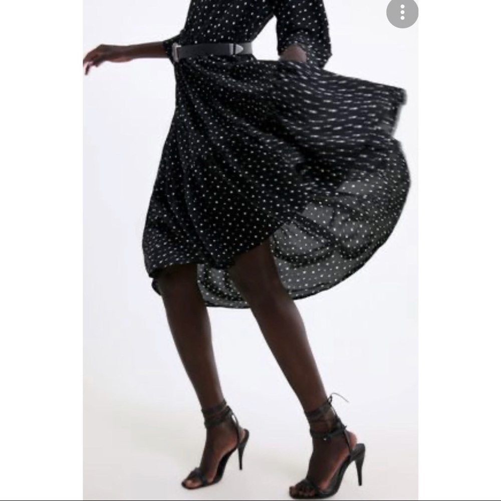 Zara Polka Dot Tiered Dress in Black with white, size S - Picture 6 of 12